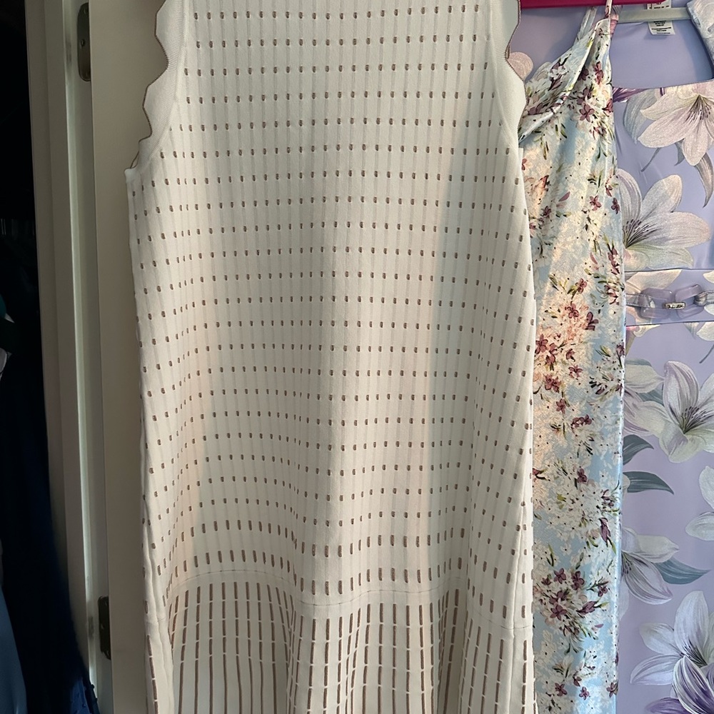 Ted Baker sleeveless sweater, dress, cream color, with gold thread NWT